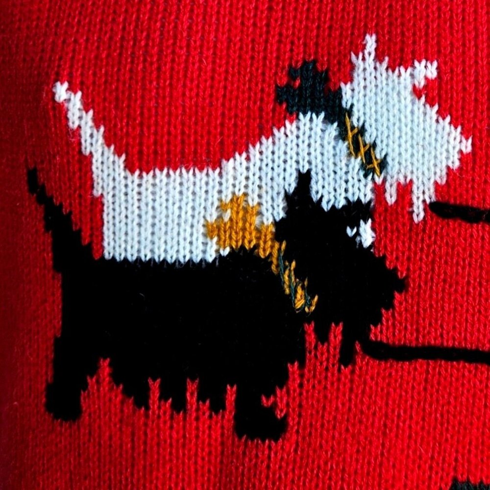 Vintage Scottie Knit Vest 1980s Red Black White Novelty Sweater Campus Casuals - Picture 2 of 16